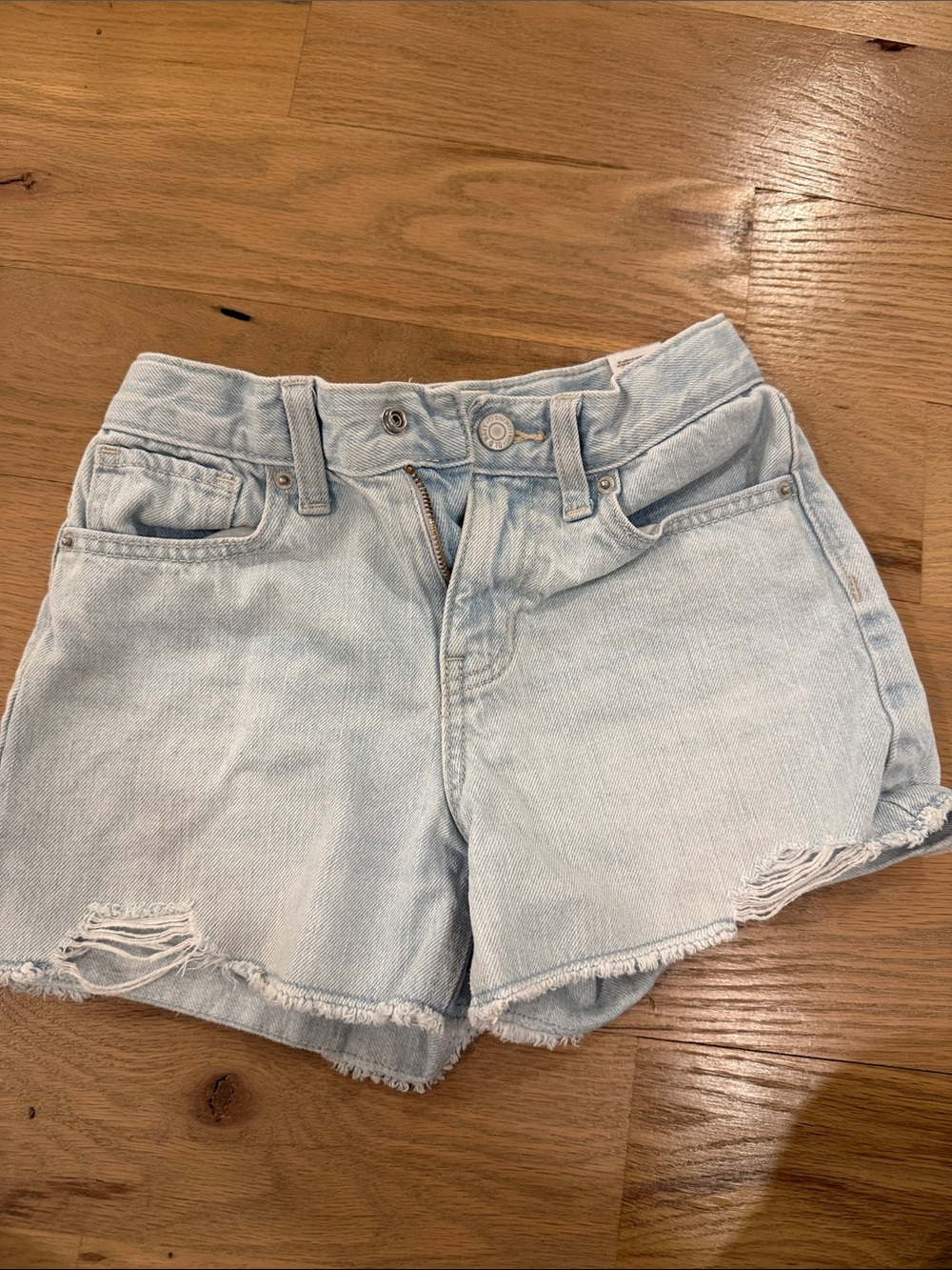 Old Navy Light Blue Denim Ripped Kids Shorts